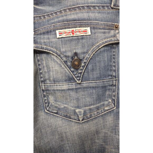 Hudson Mens Jeans 33 Medium Wash Mid Rise Straight Regular Fit Semi Distressed - Picture 6 of 10